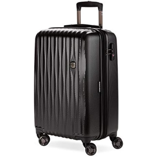 SwissGear 7272 Energie Hardside Luggage Carry-On Luggage With Spinner Wheels & TSA Lock, Black, 19”