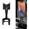 GKmow 1 PC 2-in-1 Cup Holder Phone Mount for Car, 9" Multifunction Cup Holder Expander, Universal Portable Beverage Can Holder Compatible with Most Smartphones and Cups (Black)
