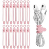Nearockle 16Pcs Silicone Cable Straps Wire Organizer for Earphone, Phone Charger, Mouse, Audio, Computer, Reusable Fastening Cable Ties Cord Organizer in Home, Office, Kitchen, School (Pink)