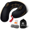 Neck Pillow for Travel, Inflatable Travel Neck Pillows for Airplanes, Travel Pillow for Sleeping Airplane-Avoid Neck&Shoulder Pain,Support Head and Neck, for Airplane,Train,Office,Home (Black)